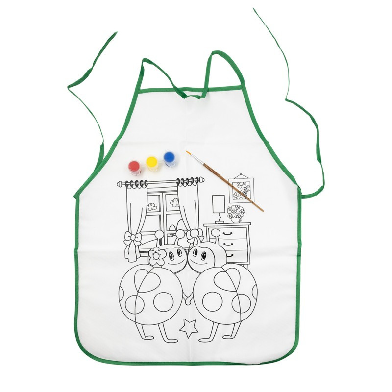 Sort protectie haine Colorarte, pentru pictura, cu model pentru colorat, +3 culori si pensula, bumbac, alb Sort protectie haine Colorarte, pentru pictura, cu model pentru colorat, +3 culori si pensula, bumbac, alb