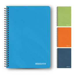 Caiet cu spirala A4 Colorarte, 80 file, velin, colturi rotunjite, coperta plastic 350microni, 70g/mp