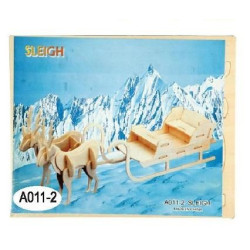 Puzzle 3D din lemn Sanie cu reni