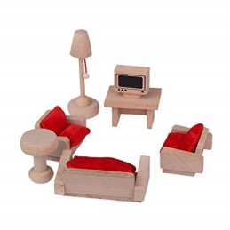 Mobilier living din lemn pentru papusi 