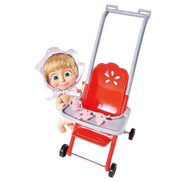 Papusa Masha cu carucior si accesorii 