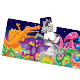 Puzzle Lung De Podea - Dinozauri Colorati