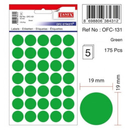 Bulinute adezive verde fluorescent 19mm, 175 bucati