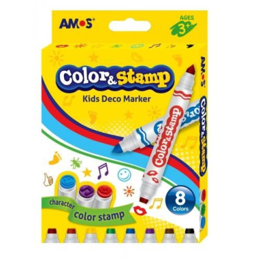 Carioca AMOS Color & Stamp 8 culori / 2 capete 