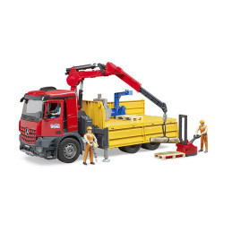 Bruder - Camion De Constructii Cu Macara Mercedes Benz Arocs Si 2 Paleti