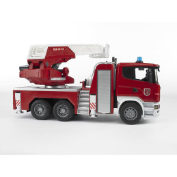 Bruder - Camion De Pompieri Scania R-Series Cu Scara, Pompa De Apa Si Sirena