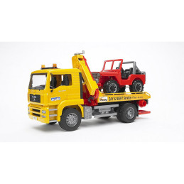 Bruder - Camion De Tractare Man Tga Si Vehicul De Teren