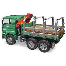 Bruder - Camion Lemne Man Tga Cu Macara De Incarcare Si 3 Busteni