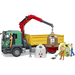 Bruder - Camion Man Tgs Cu 3 Containere De Reciclat Sticla