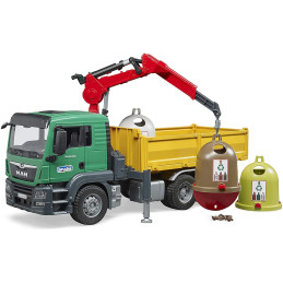 Bruder - Camion Man Tgs Cu 3 Containere De Reciclat Sticla