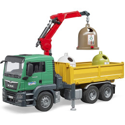 Bruder - Camion Man Tgs Cu 3 Containere De Reciclat Sticla