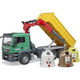 Bruder - Camion Man Tgs Cu 3 Containere De Reciclat Sticla