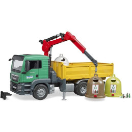Bruder - Camion Man Tgs Cu 3 Containere De Reciclat Sticla