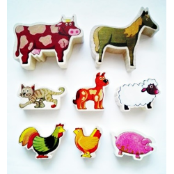 Set 8 animale domestice lemn Eichhorn