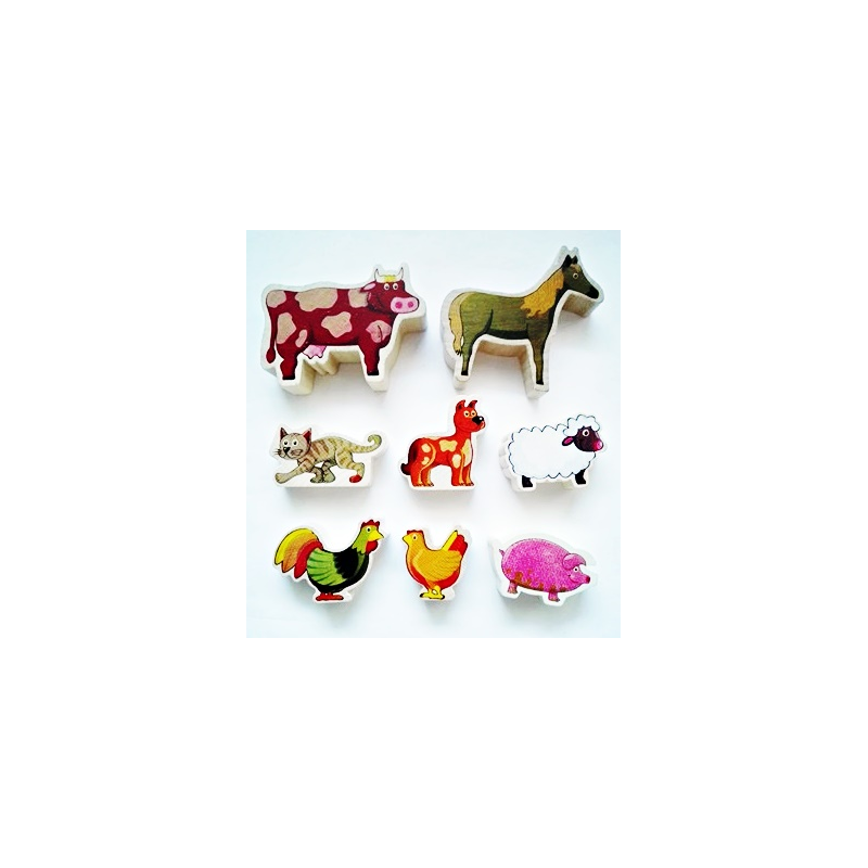 Set 8 animale domestice lemn Eichhorn Set 8 animale domestice lemn Eichhorn