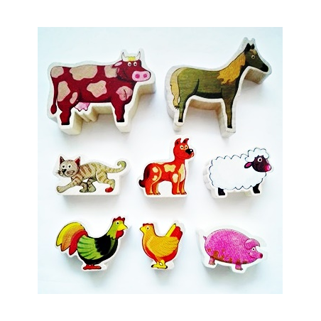 Set 8 animale domestice lemn Eichhorn