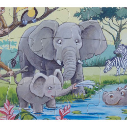 Puzzle tip rama animale din africa 15 piese