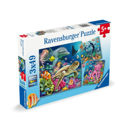 Ravensburger - Puzzle animale in lumea subacvatica 3x49 piese