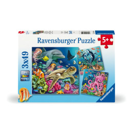 Ravensburger - Puzzle animale in lumea subacvatica 3x49 piese