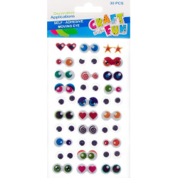 Accesorii creatie sticker ochisori autoadezivi, CRAFT with FUN, set de 30 buc, diverse modele
