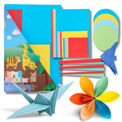 Set hartie origami diverse forme si culori, 140 bucati