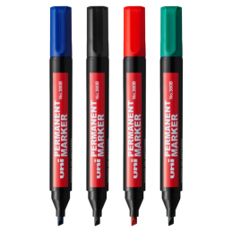 Marker permanent UNI 380B, varf tesit, 4.0mm, diverse culori