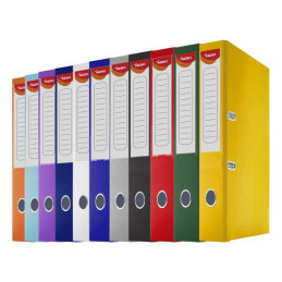 Biblioraft plastifiat Noki, A4, portret, 5cm, diverse culori, buzunar eticheta, inele metalice