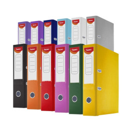Biblioraft plastifiat Noki, A4, portret, 7cm, diverse culori, buzunar eticheta, inele metalice
