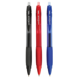 Pix cu gel Uni-ball Clickgel XSG-R7, 0.7mm, cu mecanism, corp semitransparent, grip cauciucat, scris diverse culori