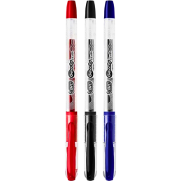 Pix cu gel Bic Gel-ocity, 0.5mm, cu capac, corp transparent, grip cauciucat in culoarea scrisului, diverse culori