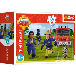 Puzzle carton 54 piese Trefl Mini - Fireman Sam - Fireman Sam in actiune, 517413, 4+ ani