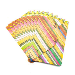 Plic color CNX, diverse culori, 110x160mm, autoadeziv, model cu dungi, set 10 buc