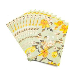 Plic color CNX, diverse culori, 110x160mm, autoadeziv, model cu narcisa, set 10 buc