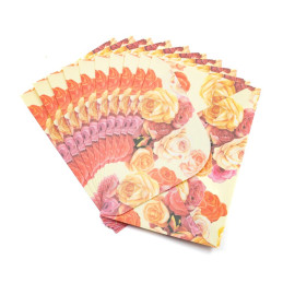 Plic color CNX, diverse culori, 110x160mm, autoadeziv, model cu trandafiri, set 10 buc