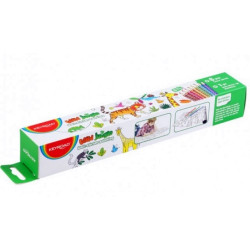 Set rola adeziva pentru colorat  Jungla 206 X 30 cm + 8 creioane colorate