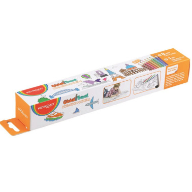 Set rola adeziva pentru colorat Travel 206 X 30 cm + 8 creioane colorate