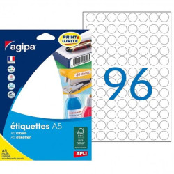 Stickere buline albe 96/A5, Ø15mm, 10 Coli, Agipa