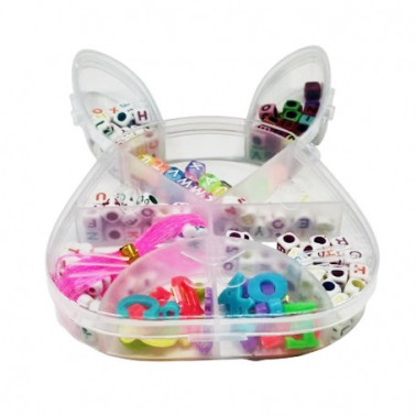 Set margele litere in cutie forma iepuras