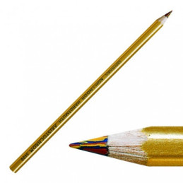 Creion grafit Koh-I-Noor Aristochrom K3400, tip papagal (cu mina speciala tricolora), corp hexagonal auriu, fara guma de sters