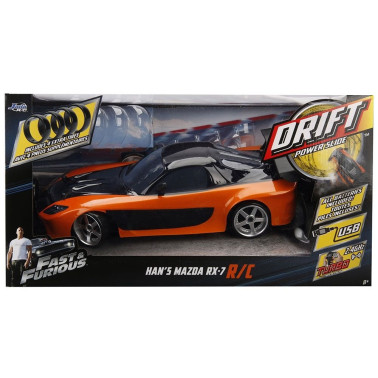 Masina Jada Toys Fast and Furious Mazda RX-7 Drift cu anvelope si telecomanda
