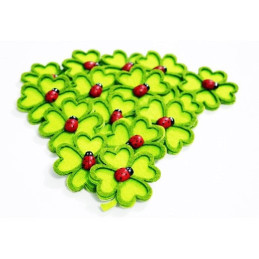 Decoratiuni fetru Trifoi cu 4 foi si buburuza, 50 buc/set