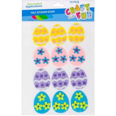 Accesorii creatie Oua fetru autoadezive, 6 cm, set 12 buc, Craft with Fun