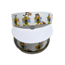 Panglica ripsata cu albinute vesele 25mm