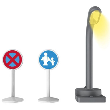 Stalp de iluminat cu led si semne de circulatie