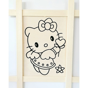 Tablou lemn pentru pictat Hello Kitty