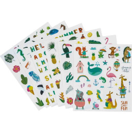 Set 220 Stickere stralucitoare, modele de vara, 6 coli