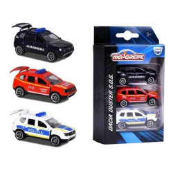 Set Majorette Dacia Duster SOS cu masina de jandarmerie, salvare si politie - Majorette