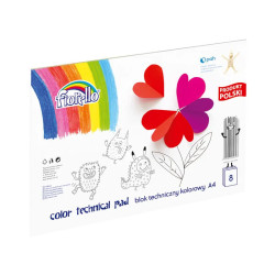 Carton colorat A4 Fiorello, 160g/mp, mix diverse culori, set 8 file