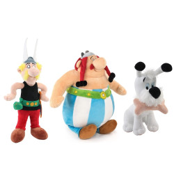 Set 3 jucarii de plus Asterix, Obelix si Idefix, 15 cm