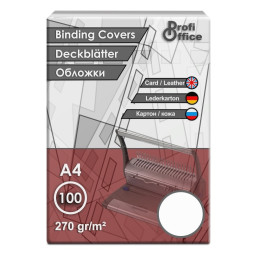 Coperta indosariere A4 ProfiOffice, carton alb, imitatie piele, 270g/mp, top cu 100 coli